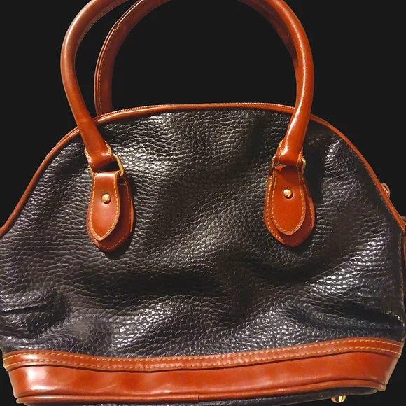 Vintage Dooney & Bourke Norfolk All Weather Leather Satchel / Handbag Black EUC - Picture 2 of 8